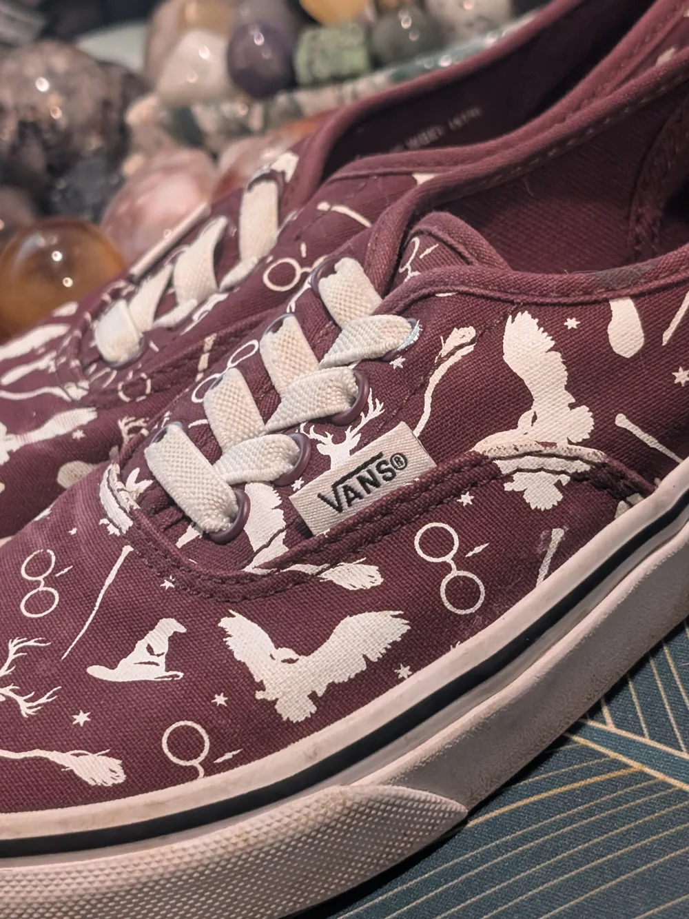 Vans Kids Maroon Patterned Low-Top Sneakers